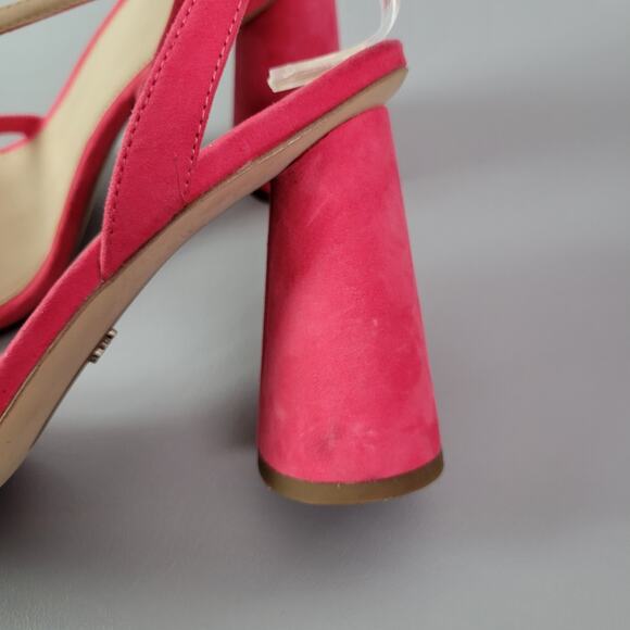 Sam Edelman Kia Slingback Dahlia Pink Suede Block Heel Sandal Size 9 - Picture 11 of 14